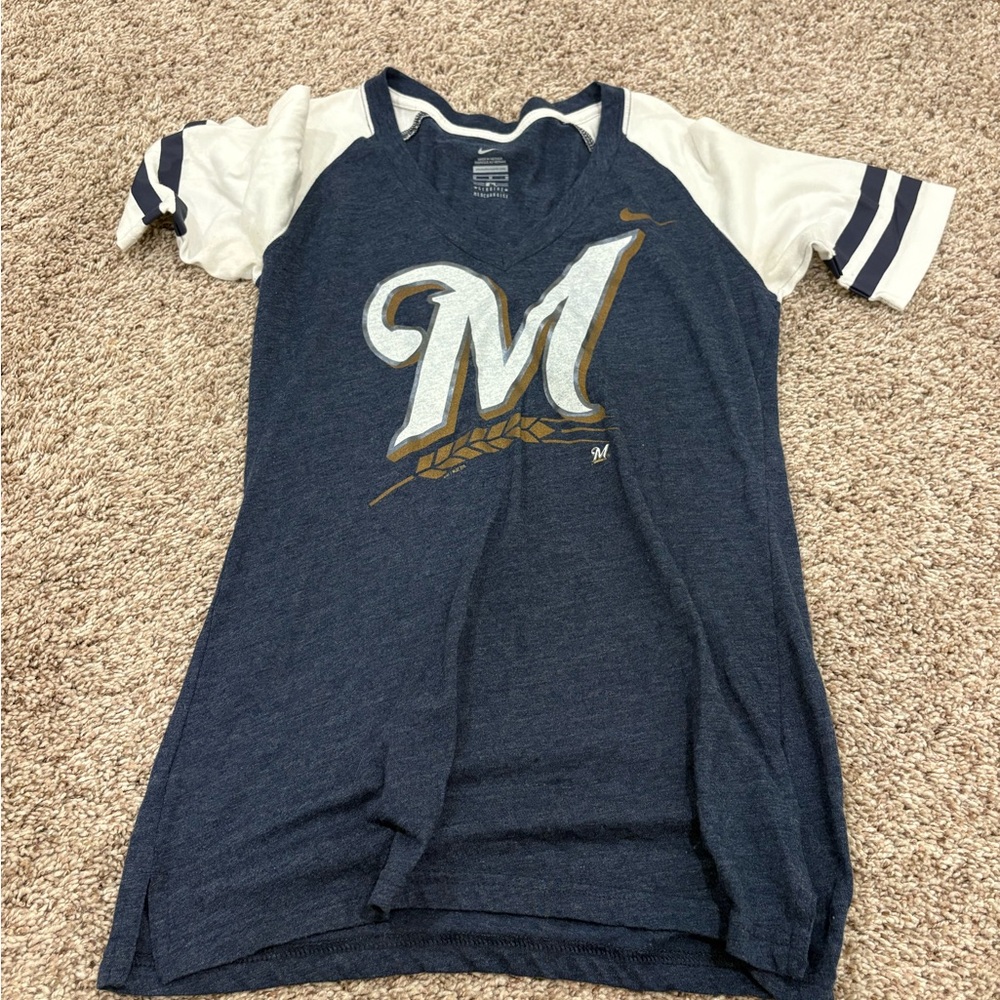 Nike Blue and White Short Sleeve Tee